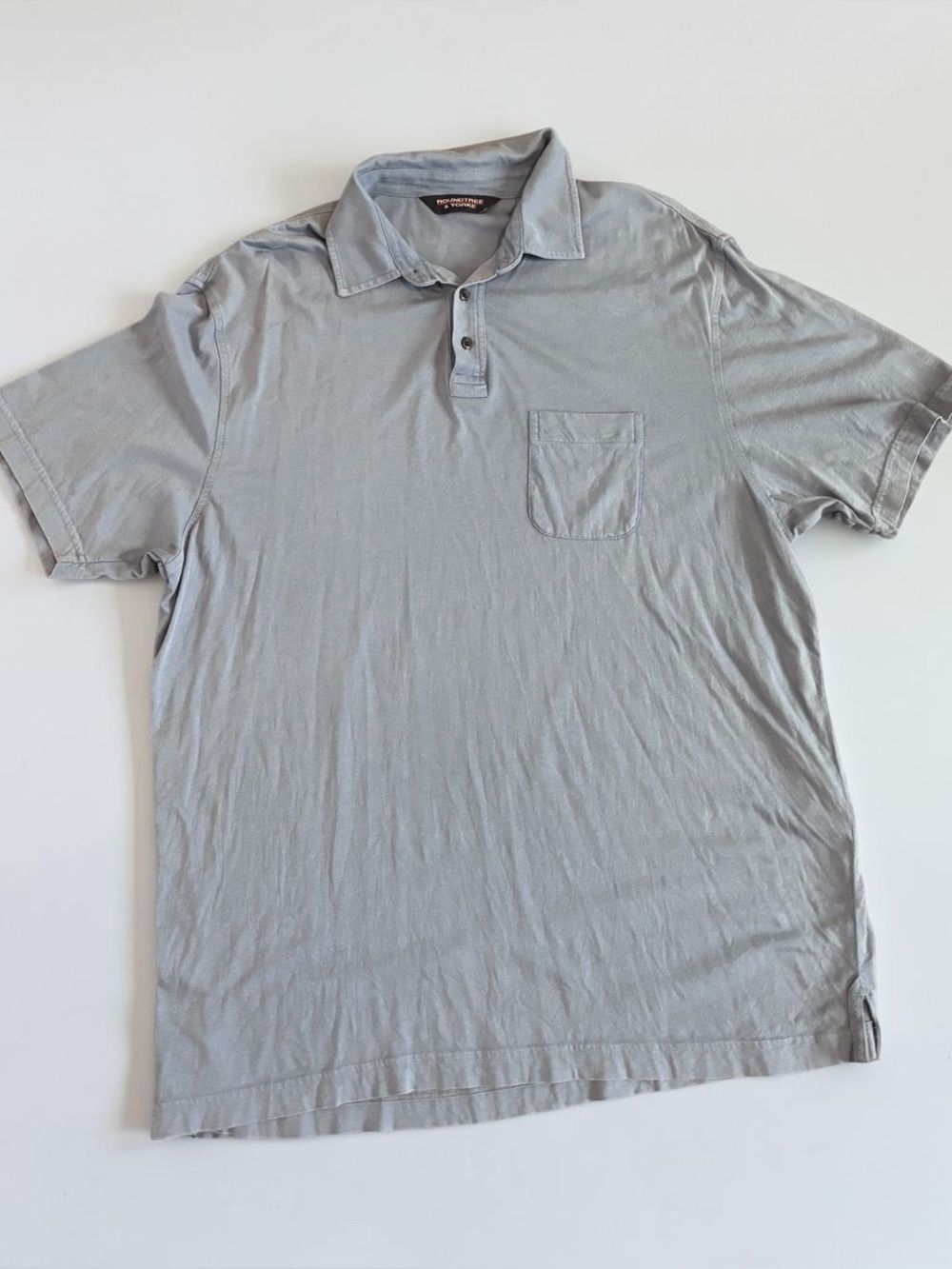 Roundtree & Yorke Blue Pocket Polo Shirt Men's Long Sleeve Large